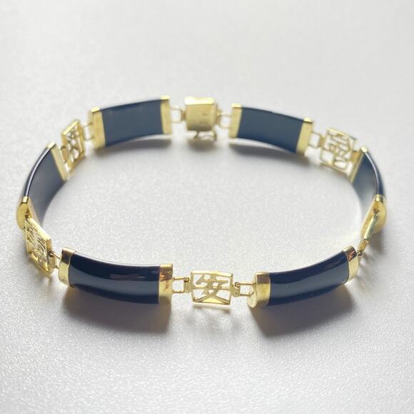 Unknown Jewelry - 14K Gold Black Onyx Bracelet – Love & Country Symbols